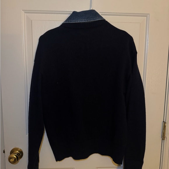 Navy Sweater with Denim Collar and Cuffs - Picture 5 of 5